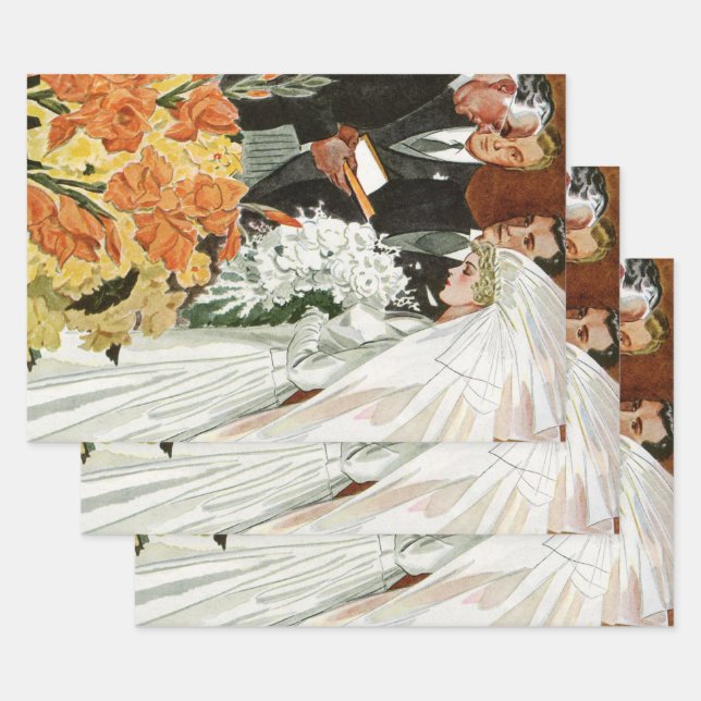 Hoja De Papel De Regalo Ceremonia de bodas con novia y novio (Set)