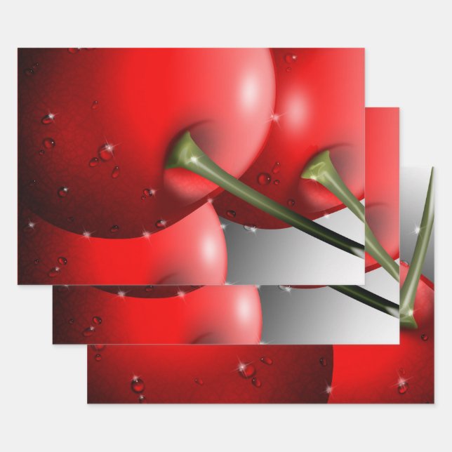 Hoja De Papel De Regalo Cerezas con gotas de excremento (Set)