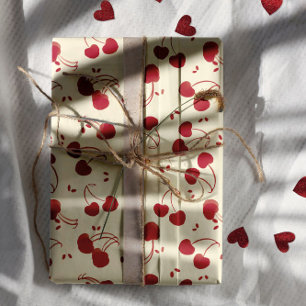 Hoja De Papel De Regalo Cerezas rojas acuarela – moderno – San Valentín