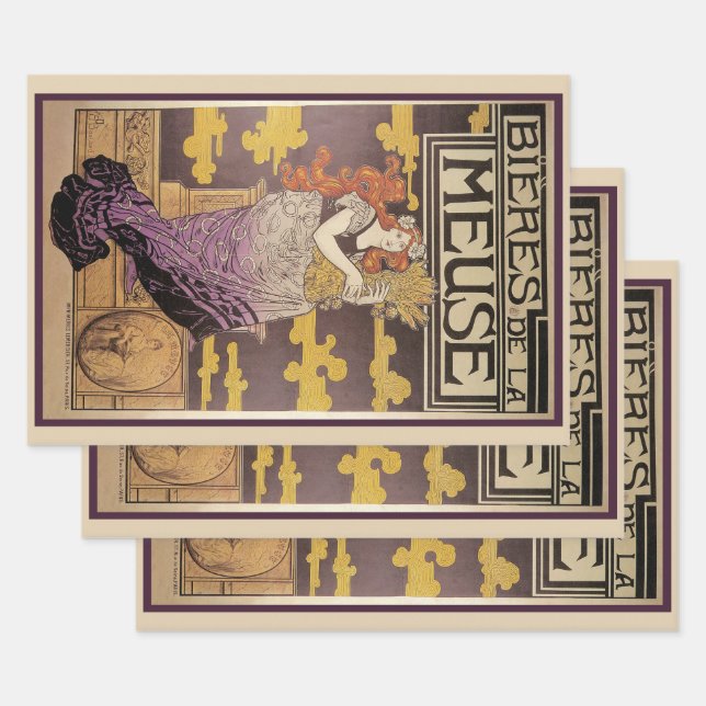 Hoja De Papel De Regalo Cerveza de la Meuse por Marc Auguste Bastard (Set)