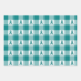 Hoja De Papel De Regalo Cervical Cancer Awareness Plaid Wrapping Paper 