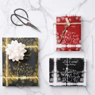 Hoja De Papel De Regalo Chalk Snowman: Dejemos que nieve