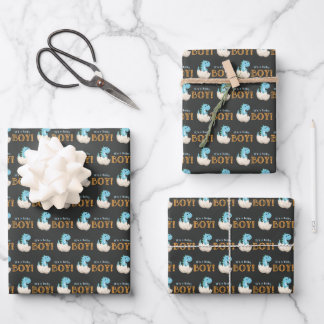 Hoja De Papel De Regalo Chalkboard Dinosaur Boy Baby Shower