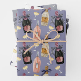 Hoja De Papel De Regalo Champagne francés acuático