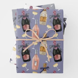 Hoja De Papel De Regalo Champagne francés acuático