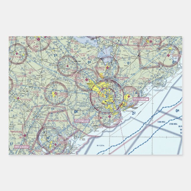 Hoja De Papel De Regalo Charleston South Carolina Aeronautic Chart (Anverso 3)
