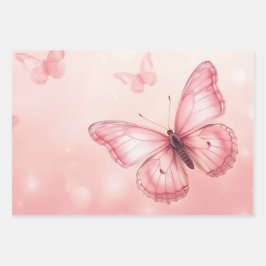 Hoja De Papel De Regalo charming pink butterflies