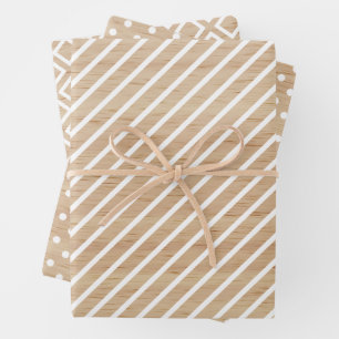 Hoja De Papel De Regalo Cheques Simples Tiras Polkadots En Madera Faux