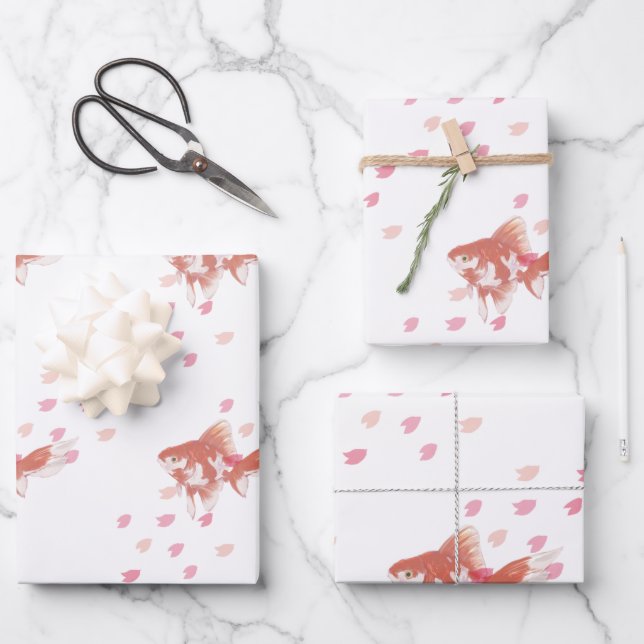 Hoja De Papel De Regalo Cherry Blossom Dream: Koi Fish Art Print  (Anverso)