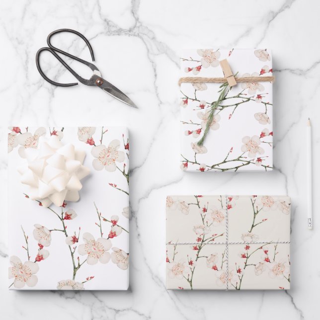 Hoja De Papel De Regalo Cherry Blossom Pattern Boho (Anverso)