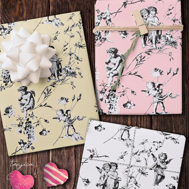 Hoja De Papel De Regalo Cherub Cupido Angels Floral Toile (Subido por el creador)