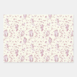 Hoja De Papel De Regalo Cherub Cupido Angels Pink Floral Toile