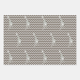 Hoja De Papel De Regalo Chevron Safari Cola con jirafa de arte pop