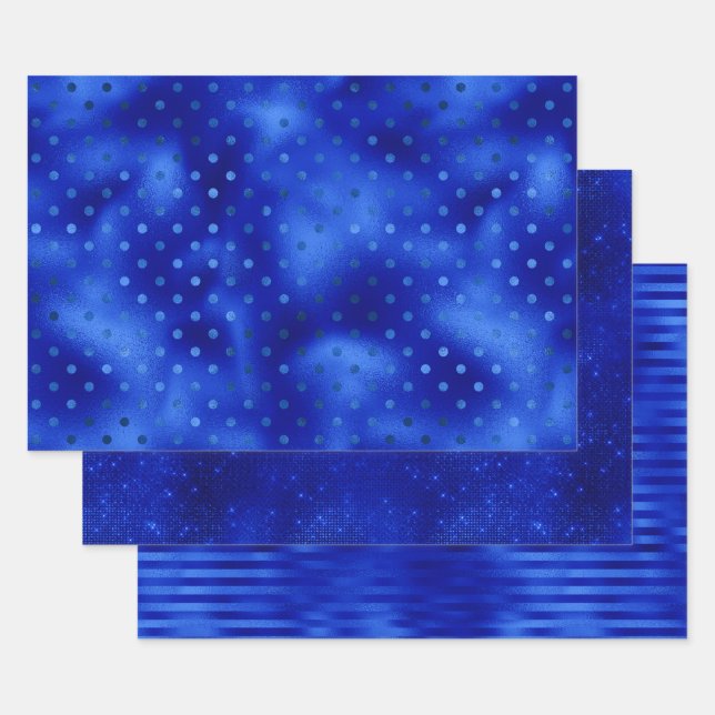 Hoja De Papel De Regalo Chic Azul Real Foil Janucá (Set)