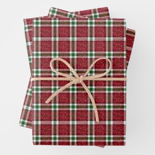 Hoja De Papel De Regalo Chic Brillante Cuadros Navidad 