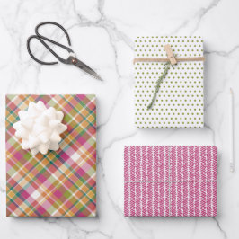 Hoja De Papel De Regalo Chic Deslucido Rosa Naranja Verde Turquesa Blanco 