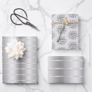 Hoja De Papel De Regalo Chic Lazo de Cinta de Plata para Despedida de Solt