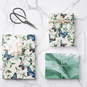 Hoja De Papel De Regalo Chic Romántico Azul Mariposas Despedida de Soltera