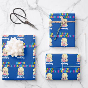Hoja De Papel De Regalo Chica de nadador de cute rubia Personalizado niños
