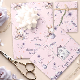 Hoja De Papel De Regalo Chica de Pascua Bunny Nombre Personalizado Pink Pu