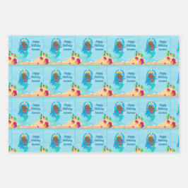 Hoja De Papel De Regalo Chica de sirenas afroamericana Personalizado cumpl