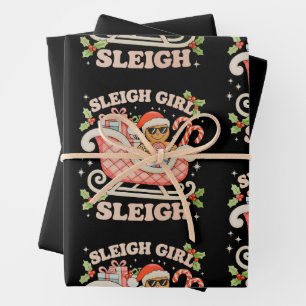 Hoja De Papel De Regalo Chica de Trineo Pan de Jengibre Navidad Navidad Ca