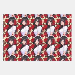 Hoja De Papel De Regalo Chica Rosa Anime