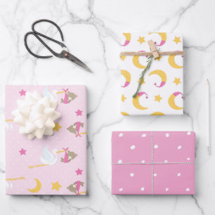 Hoja De Papel De Regalo Chica Stork Moons Polka Dots Pink Baby Shower