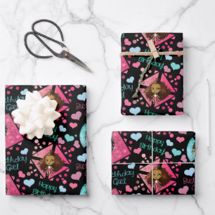 Hoja De Papel De Regalo Chicas afroamericanos de fondo negro