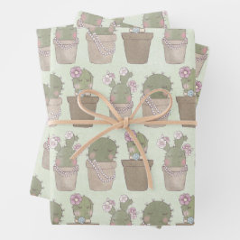 Hoja De Papel De Regalo Chicas Cute Cactus Con Joyería