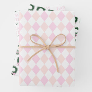 Hoja De Papel De Regalo Chicas de Deportes Modernos Golf Rosa Feliz Cumple