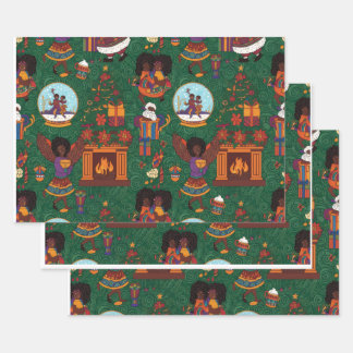Hoja De Papel De Regalo Chimenea y tela Kente
