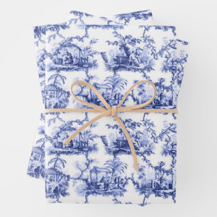 Hoja De Papel De Regalo Chinoiserie Azul Chino