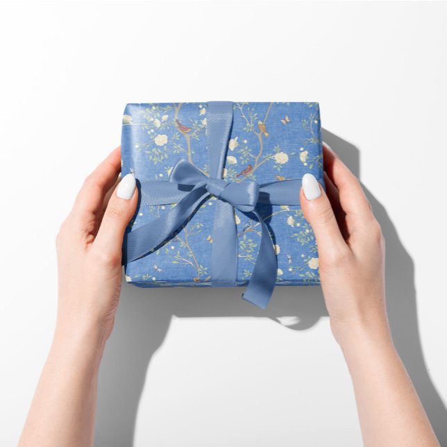 Hoja De Papel De Regalo Chinoiserie Camellia Garden Breeze Blue (camellia garden chinoiserie gift wrap paper
)