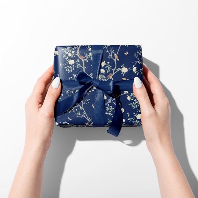Hoja De Papel De Regalo Chinoiserie Camellia Garden Breeze Blue (camellia garden chinoiserie wrapping paper navy blue
)