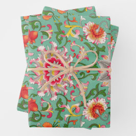 Hoja De Papel De Regalo Chinoiserie de color antiguo floral