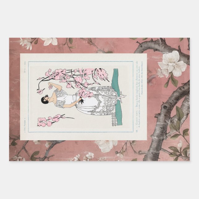 Hoja De Papel De Regalo Chinoiserie Dusty Pink + Moda (Anverso 2)