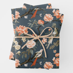 Hoja De Papel De Regalo Chinoiserie en Denim Blue
