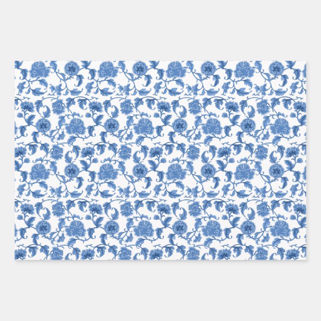 Hoja De Papel De Regalo Chinoiserie Toile Blue Willow (Anverso 3)