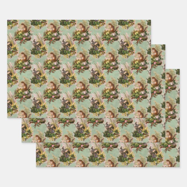 Hoja De Papel De Regalo Chipmunks y Aves (Set)