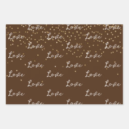 Hoja De Papel De Regalo Chocolate Brown Gold Glam Confetti