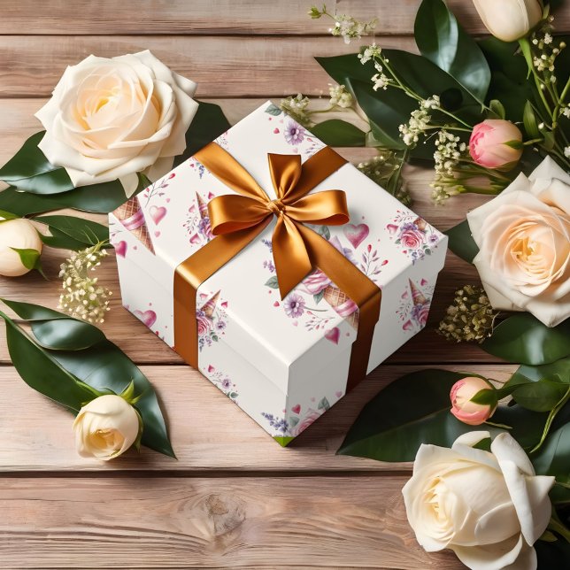 Hoja De Papel De Regalo Chocolate con Acuarela de Helado Bridal Shower (Subido por el creador)