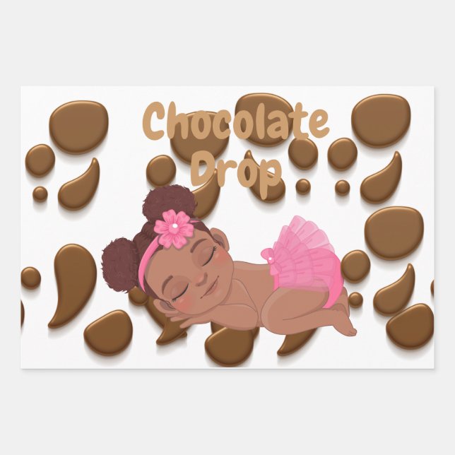 Hoja De Papel De Regalo Chocolate Drop Baby Shower (Anverso)