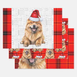 Hoja De Papel De Regalo Chow Chow Santa canina sobre los Navidades de la R