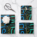 Hoja De Papel De Regalo Christ<br><div class="desc">Christ. Show and wear this popular beautiful male first name designed as colorful wordcloud made of horizontal and vertical cursive hand lettering typography in different sizes and adorable fresh colors. Wear your positive french name or show the world whom you love or adore. Merch with this soft text artwork is...</div>