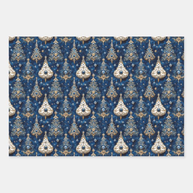 Hoja De Papel De Regalo Christbaum, Rot, Grün, blau, Edelsteine, festliche (Anverso)