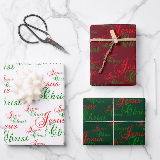 Hoja De Papel De Regalo Christian JESUS CHRIST Navidades (Anverso)
