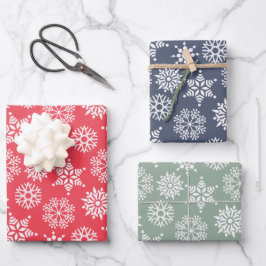 Hoja De Papel De Regalo Christmake Patrón azul verde de copo de nieve