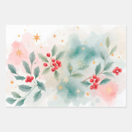 Hoja De Papel De Regalo Christmas berries