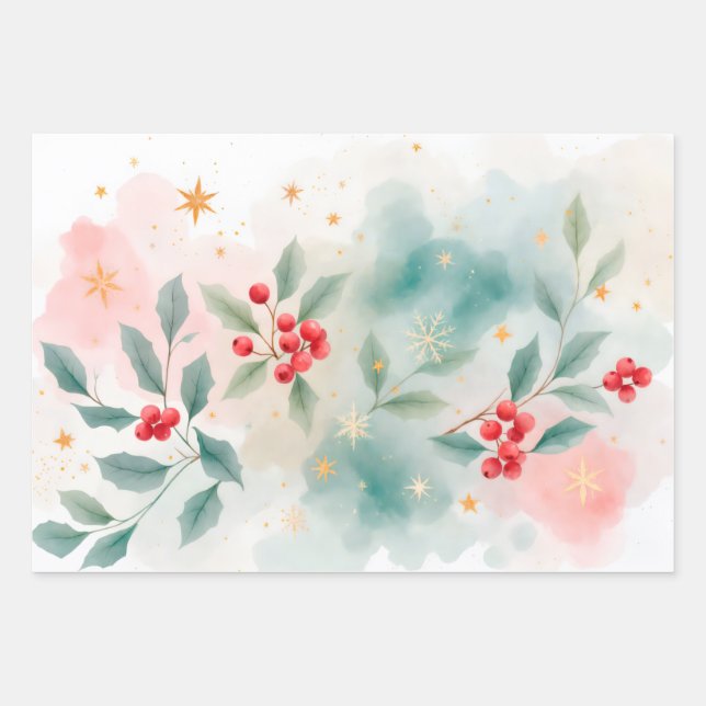 Hoja De Papel De Regalo Christmas berries (Anverso)